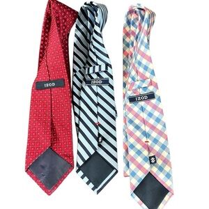 Lot 3 Pieces IZOD  Multicolor 100% Silk Design Necktie